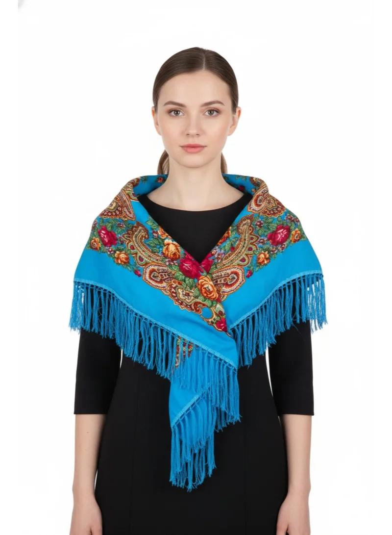 Bidani Midnight Floral Majesty Shawl – Blue Heritage Pattern